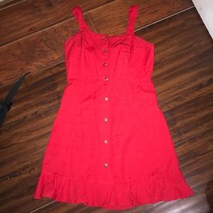 Red button up dress
